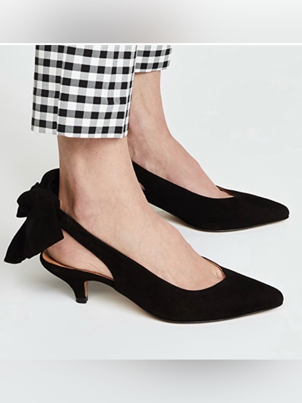 Ganni suede bow back kitten heels size 40